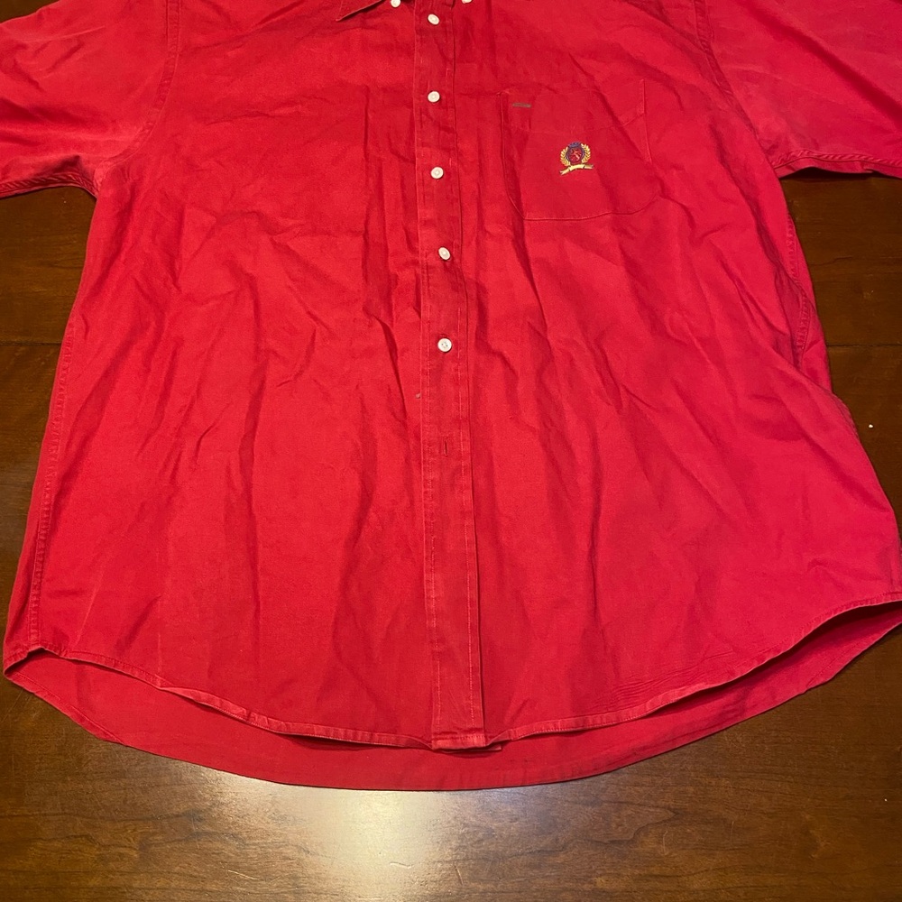 Tommy Hilfiger Button Down Red Dress Shirt